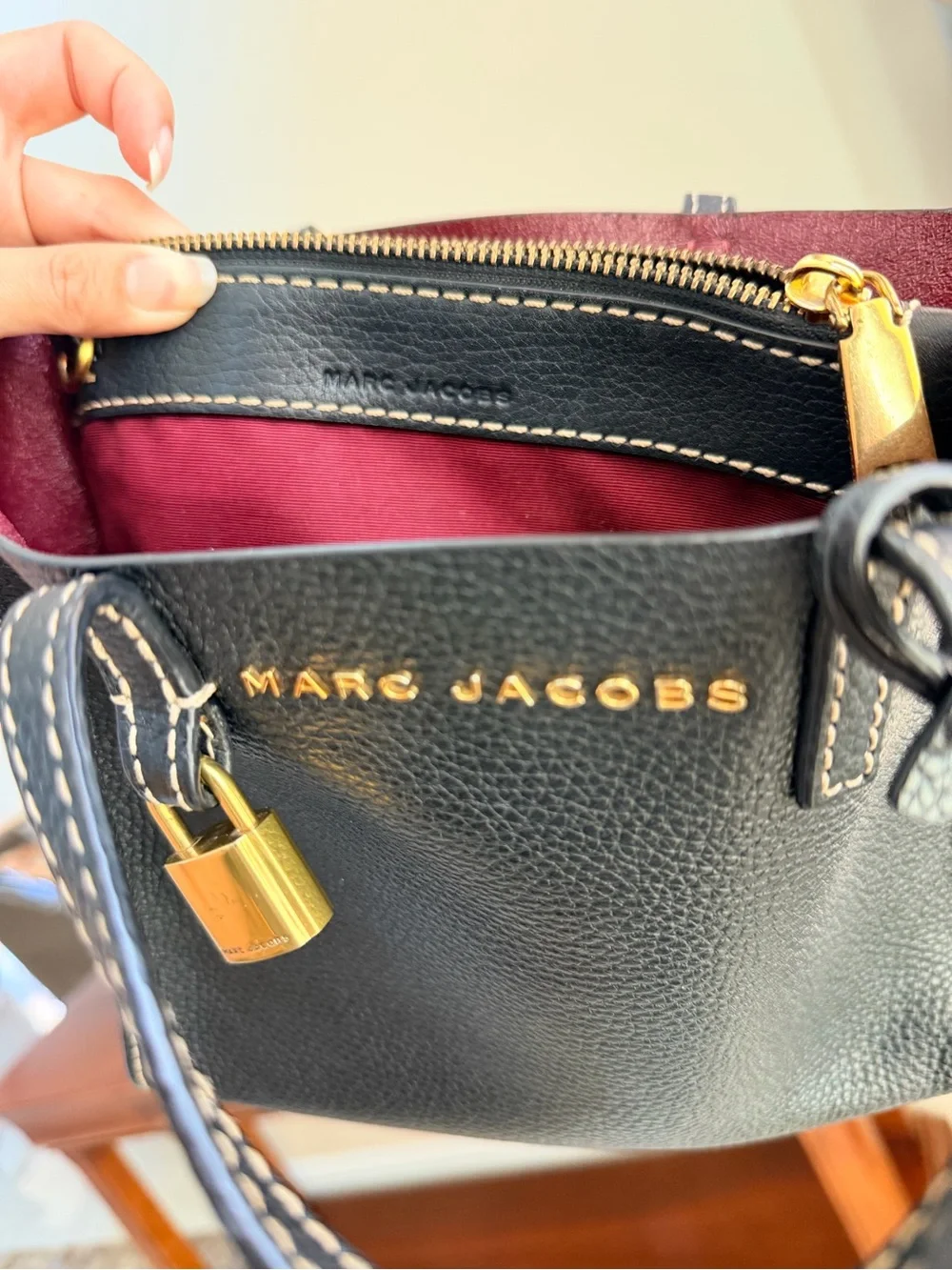 Marc Jacobs black pebbled Leather Mini Tote with Matching Wrist Wallet
